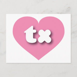 Carte Postale Coeur rose du Texas - J'aime tx