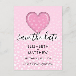Carte Postale Cœur Rose Élégant et Motif à Taches