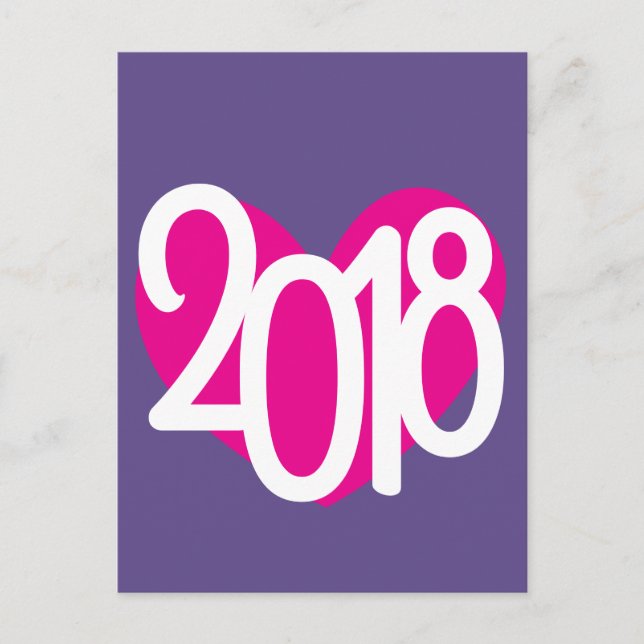 Carte postale coeur rose Love 2018 (Devant)