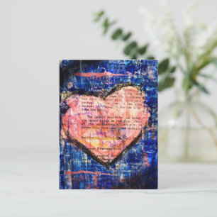 Carte Postale Cœur rose sur l'art multimédia bleu