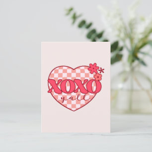 Carte Postale Cœur rose Xoxo Câlins et bisous