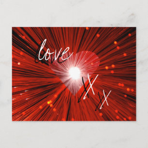 Carte postale Coeur rouge 'amour & baisers'