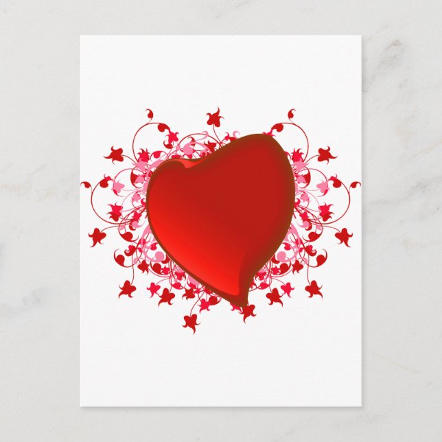 Carte Postale Coeur rouge brillant (Devant)