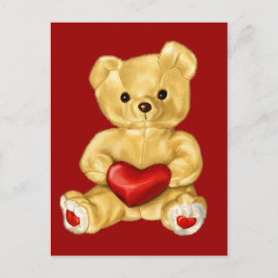 Carte Postale Coeur rouge Hypnotisant mignon Ours En Teddy