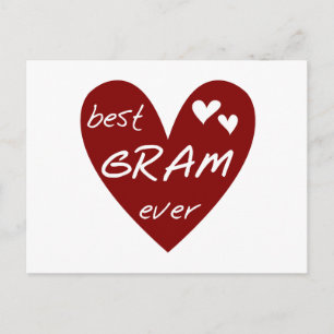 Carte Postale Cœur Rouge Meilleur Gram Jamais Tshirts et Cadeaux