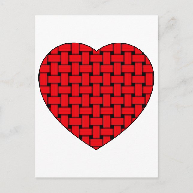 Carte Postale Coeur rouge tressé (Devant)