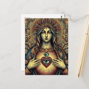 Carte Postale Cœur Sacré de Marie Protection contre le Mal