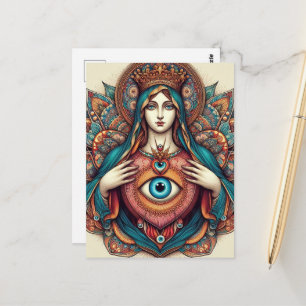 Carte Postale Cœur Sacré de Marie Protection contre le Mal