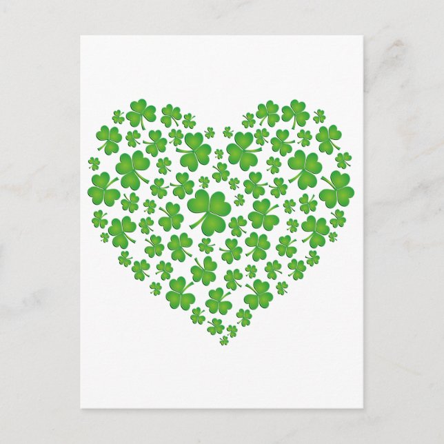 Carte Postale Coeur Shamrock vert (Devant)
