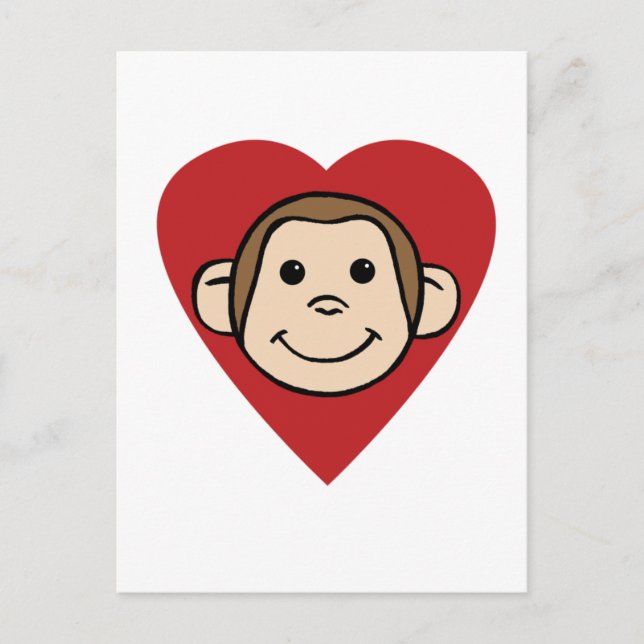Carte Postale Coeur singe (Devant)