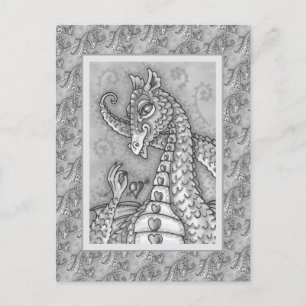 CARTE POSTALE COEUR SUR UNE CHAÎNE DRAGON ROSE VALENTINE, IMAGIN