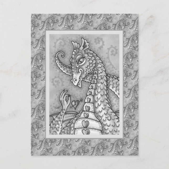 CARTE POSTALE COEUR SUR UNE CHAÎNE DRAGON ROSE VALENTINE, IMAGIN (Devant)