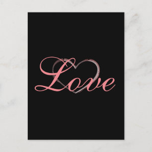 Carte Postale Coeur tendance Grey Calligraphie Amour Mariage