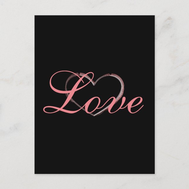 Carte Postale Coeur tendance Grey Calligraphie Amour Mariage (Devant)