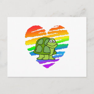 Carte Postale Coeur tortue et arc-en-ciel