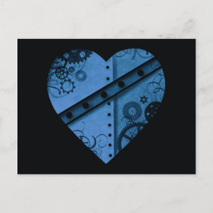 Carte Postale Coeur vapeur bleu foncé romantique