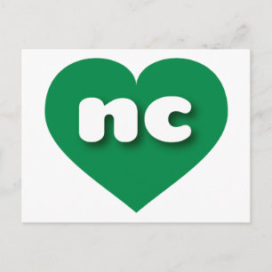 Carte Postale Coeur vert Caroline du Nord - J'aime nc