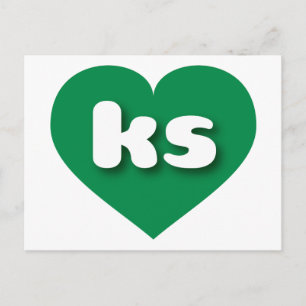 Carte Postale Coeur vert du Kansas - I love ks