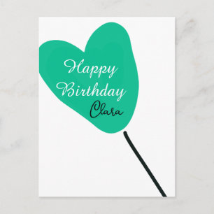 Carte Postale Cœur vert joyeux anniversaire ballon blanc noir en