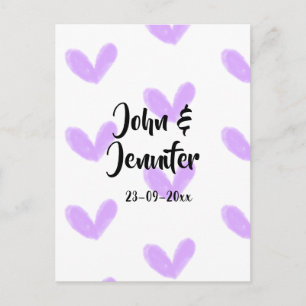 Carte Postale coeur violet aquarelle valentine couple nom da