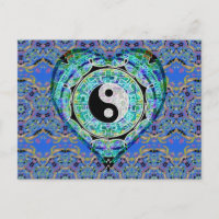 Coeur Yin Yang de vert bleu de mandala