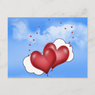 Carte Postale Coeurs Balloons Avec Petits Coeurs