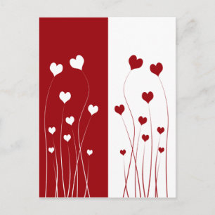 Carte Postale Coeurs blancs rouges modernes