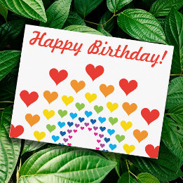 Carte Postale Coeurs colorés mignons - Joyeux anniversaire