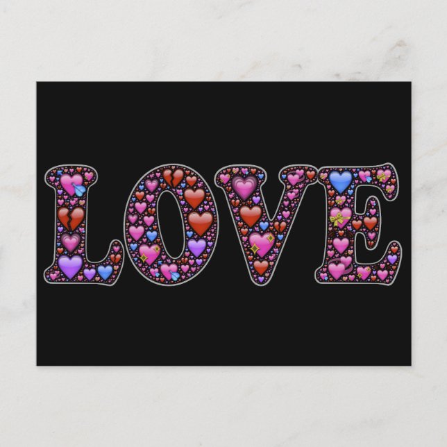 Carte Postale Coeurs d'amour (Devant)