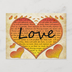 Carte Postale Cœurs d'amour 1 Corinthiens 13