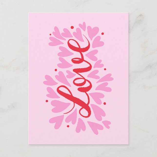 Carte Postale Coeurs d'amour - rose et rouge (Devant)