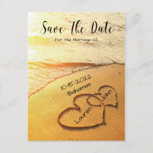 Carte Postale Coeurs Dans Le Sable Sur La Plage Mariage Enregist