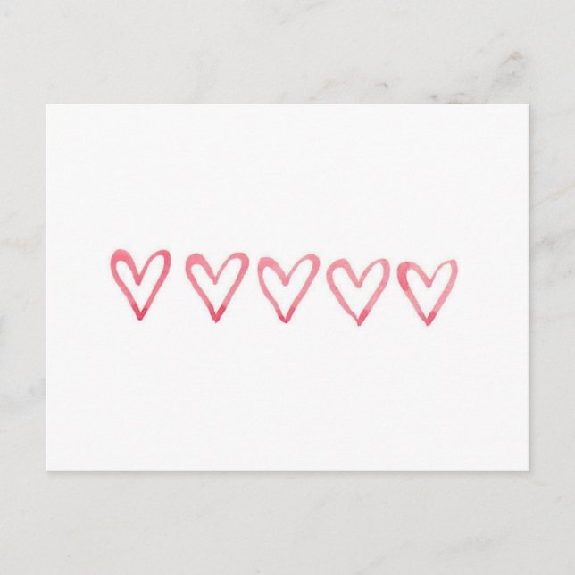 Carte postale Coeurs d'aquarelle de Valentine (Devant)