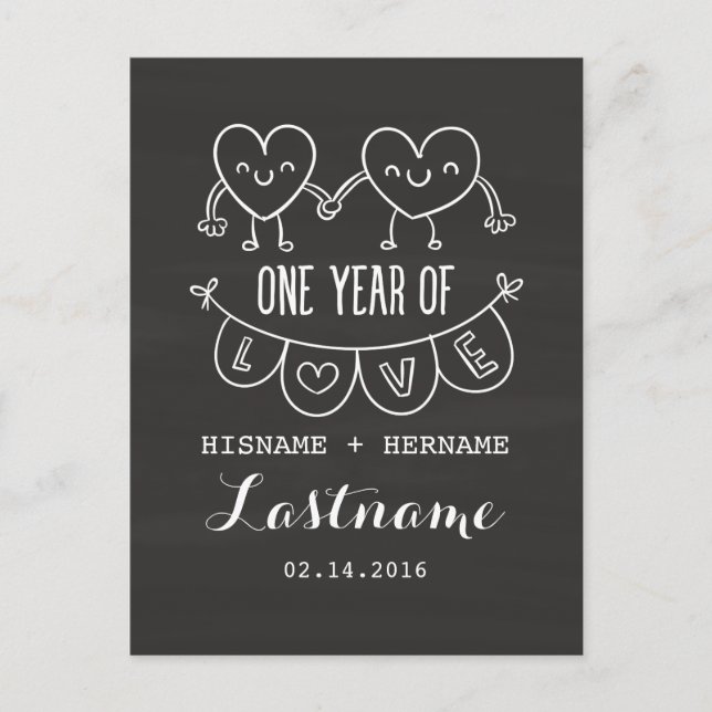 Carte postale Coeurs de calèche-cadeaux 1er annive (Devant)