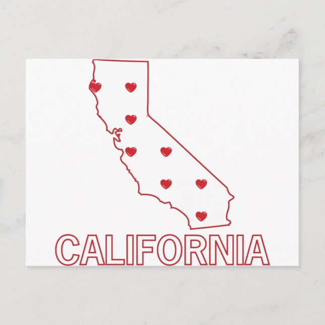 Carte Postale Coeurs de Californie (Devant)