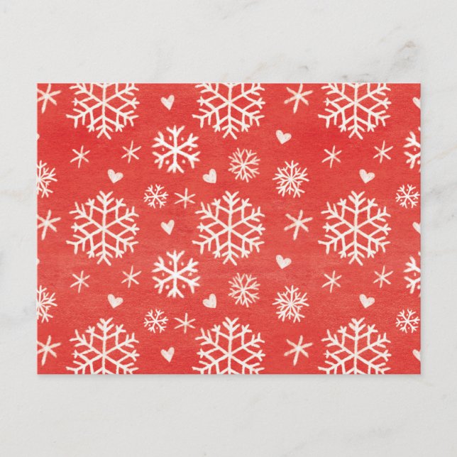 Carte Postale Coeurs de flocon de neige d'hiver (Devant)