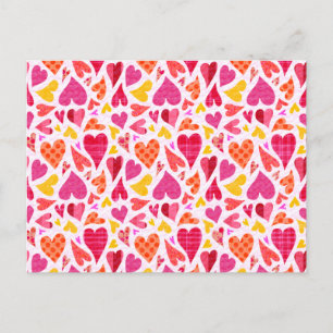 Carte Postale Coeurs de gribouillis avec Motif et texture