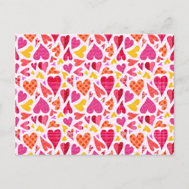 Carte Postale Coeurs de gribouillis avec Motif et texture (Devant)