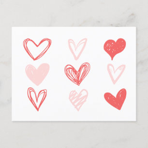 Carte Postale Cœurs de la Saint-Valentin Rose Minimaliste Modern
