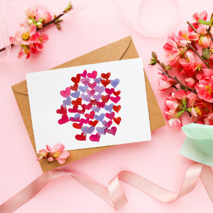 Carte Postale Coeurs de la Saint Valentin - violet et magenta