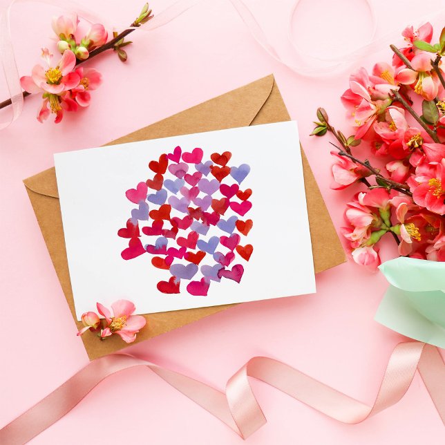 Carte Postale Coeurs de la Saint Valentin - violet et magenta (Créateur téléchargé)