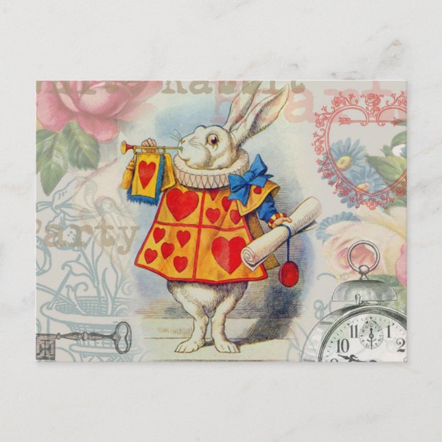 Carte Postale Coeurs de lapin blanc Alice Classic (Devant)
