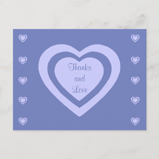 Carte Postale Coeurs de lavande Cornflower Bleu Mariage Merci (Devant)