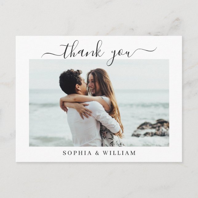 Carte Postale Coeurs de mariage tout simplement élégants Merci p (Devant)