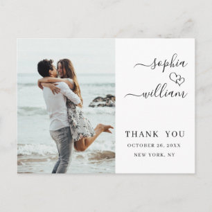 Carte Postale Coeurs de mariage tout simplement élégants Merci p