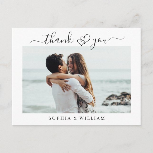 Carte Postale Coeurs de mariage tout simplement élégants Merci p (Devant)