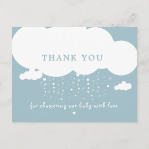 Carte Postale Coeurs de pluie nuageuse mignonne Baby shower Merc