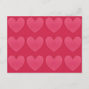 Carte Postale Coeurs de satin rose Rose profond