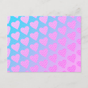 Carte Postale Coeurs de scintille rose et bleu Valentines