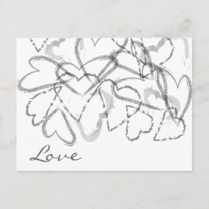 Carte Postale Coeurs de script